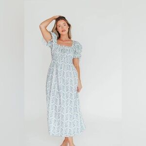 NWT Worth Collective 100% Cotton Savanna Steppe Dress in Blue- Bump Friendly